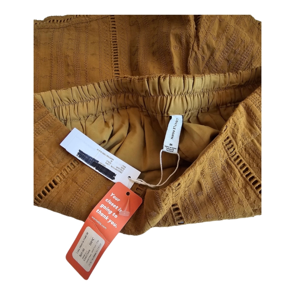 Gentle Fawn Luka Gold Brown High Rise Embroidered Shorts M - Picture 9 of 11